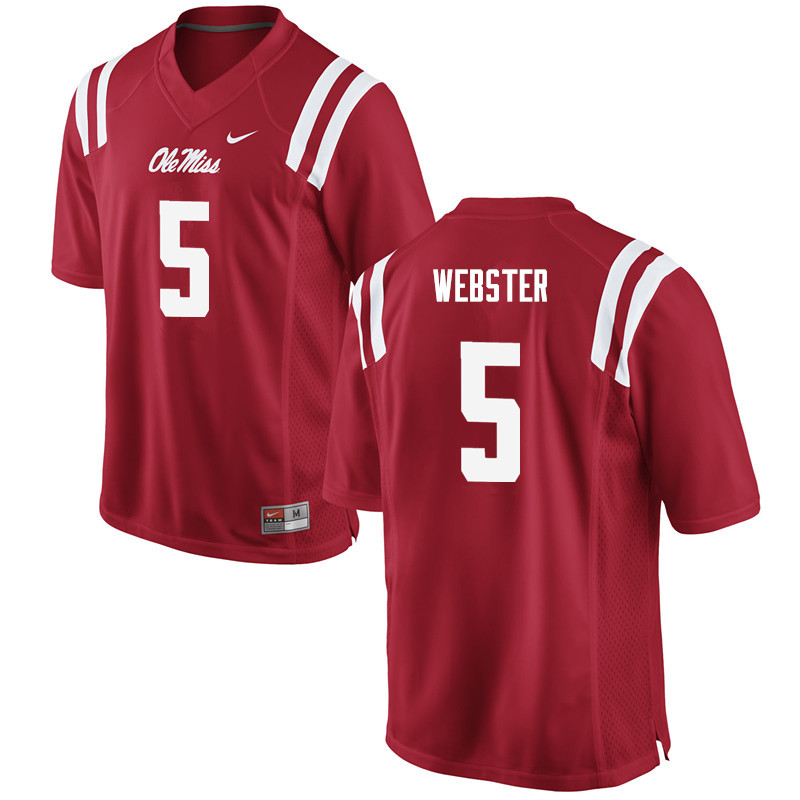Men Ole Miss Rebels #5 Ken Webster College Football Jerseys-Red